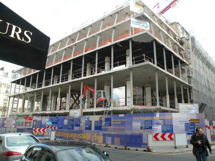  chantier de construction de la banque postale, rue de Sèvres